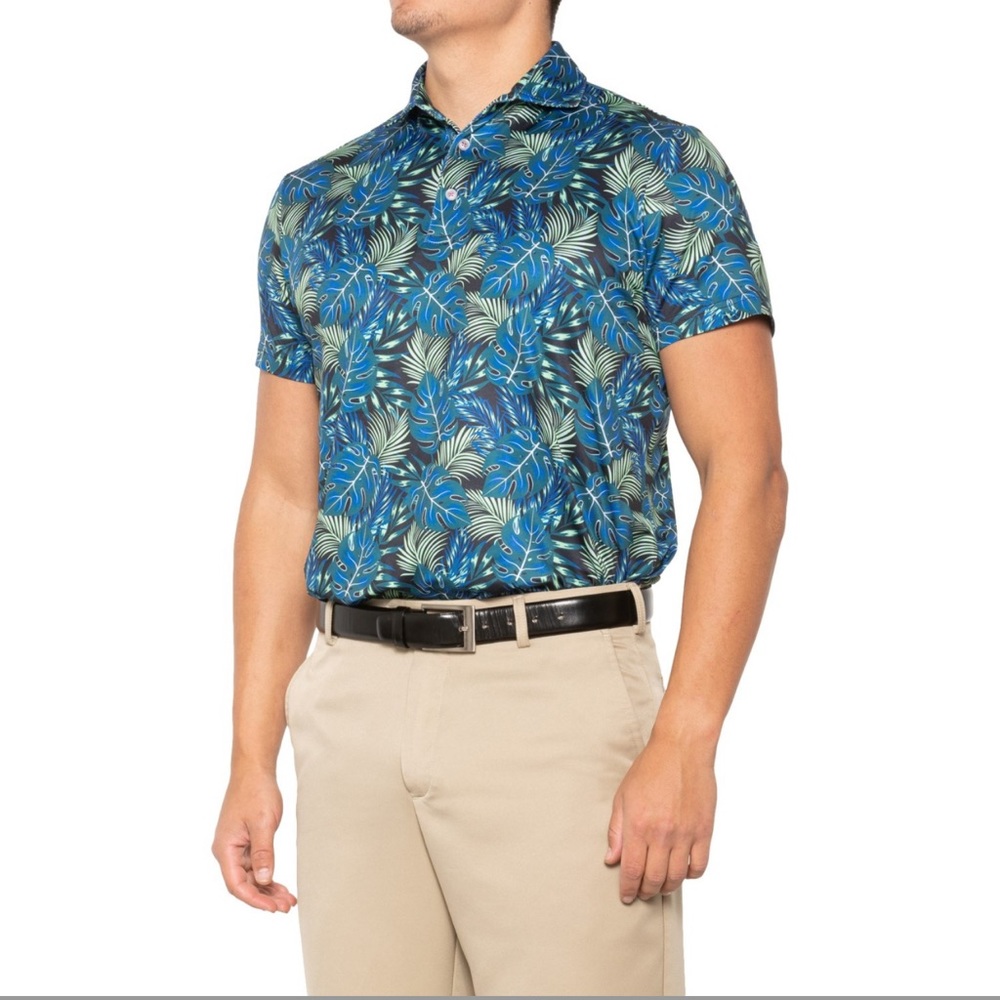 TailorByrd Leaves High-Performance Polo Shirt - UPF 30, Short Sleeve